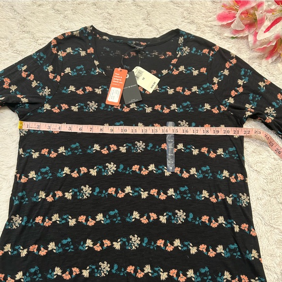 NWT Lucky Brand - 3/4 Sleeve Floral Tee Black Multicolor 1X/1G - Picture 4 of 11